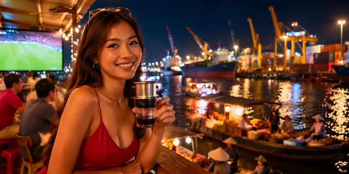 Người chơi Việt Nam đang xem kèo cá cược thể thao trên điện thoại trong không gian hiện đại